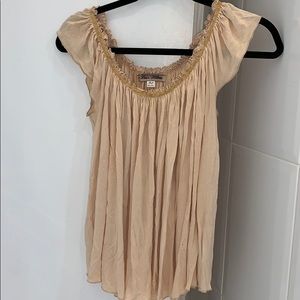 Cap sleeve beaded neck shirt